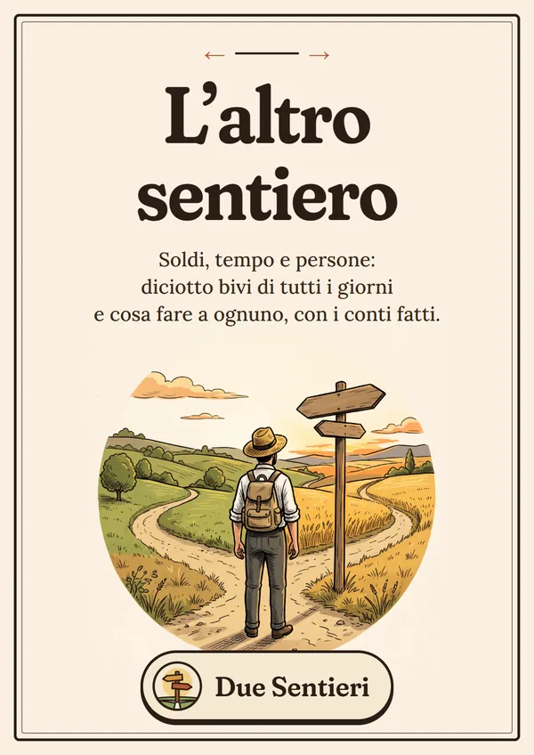 La copertina del libro: L’altro sentiero, con il viandante di spalle al bivio